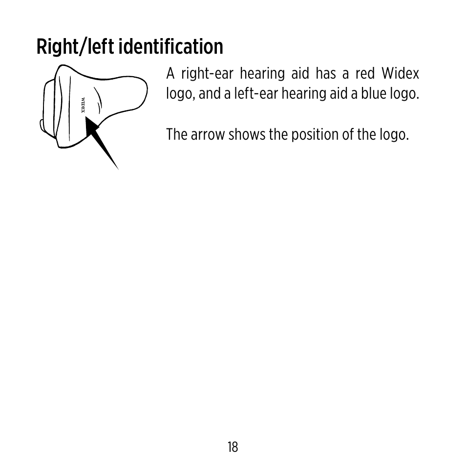 Right/left identification | Widex D-XP User Manual | Page 18 / 80