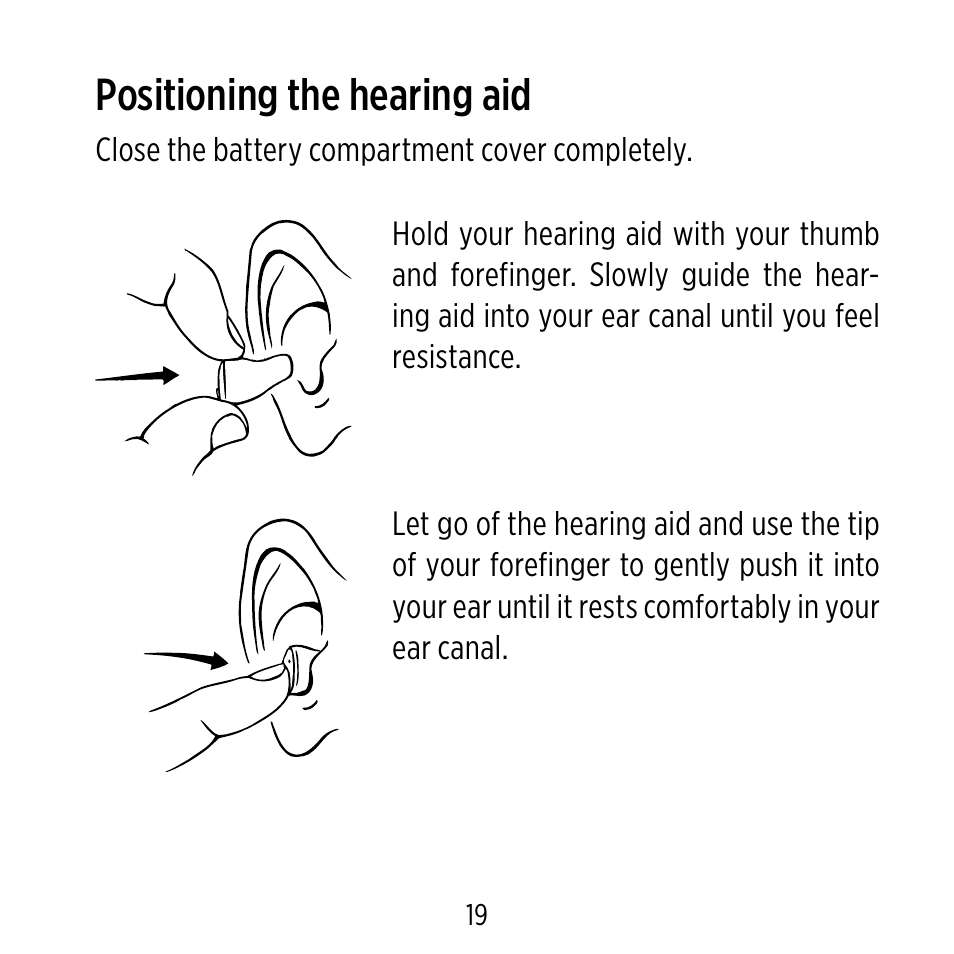 Positioning the hearing aid | Widex D-XP User Manual | Page 19 / 80