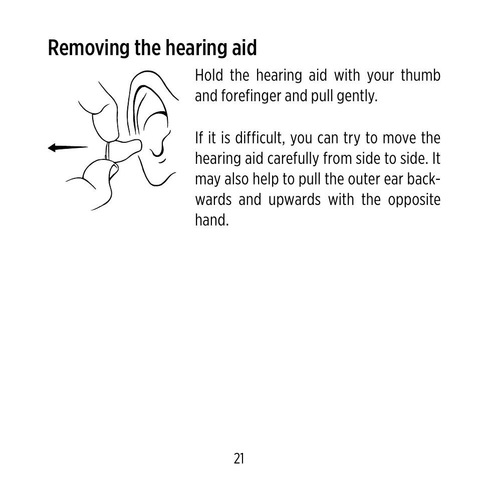 Removing the hearing aid | Widex D-XP User Manual | Page 21 / 80