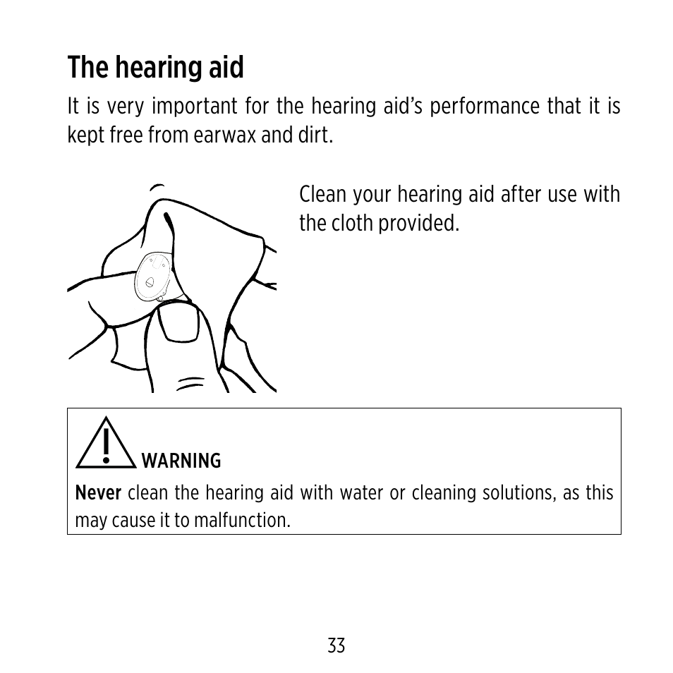 The hearing aid | Widex D-XP User Manual | Page 33 / 80