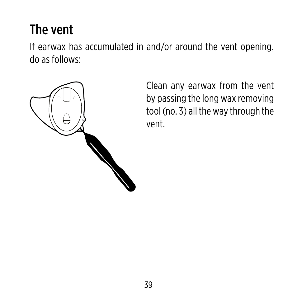 The vent | Widex D-XP User Manual | Page 39 / 80