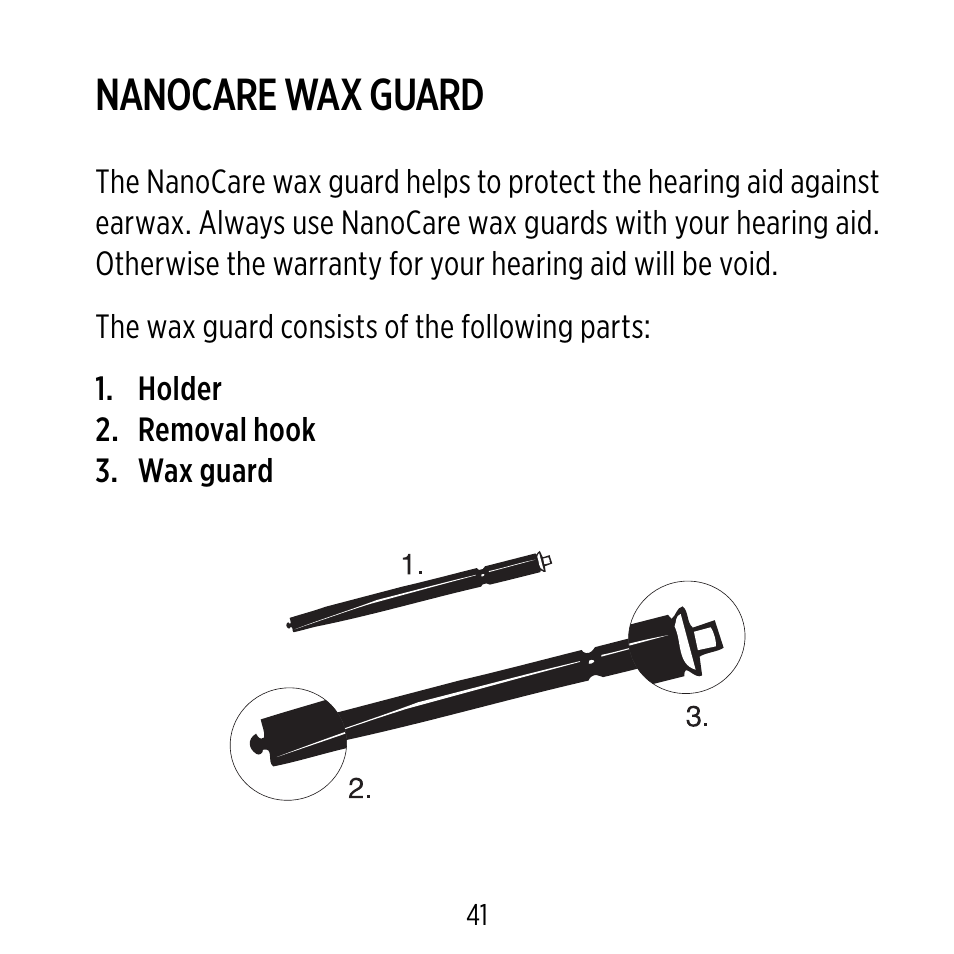 Nanocare wax guard | Widex D-XP User Manual | Page 41 / 80