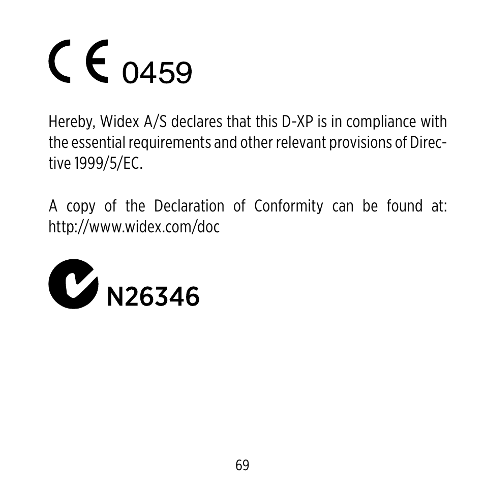 Widex D-XP User Manual | Page 69 / 80