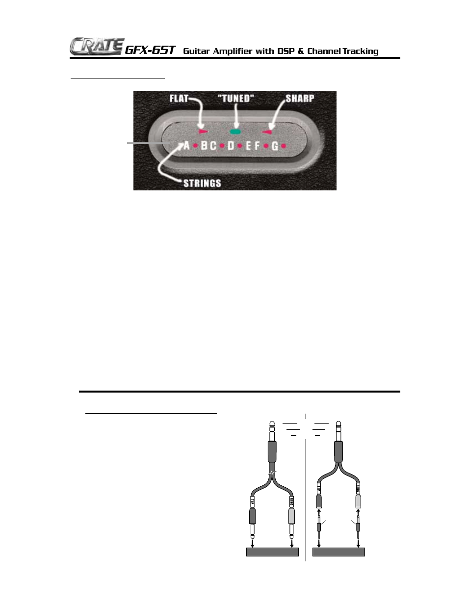 Gfx-65t, The electronic tuner: 5, Guitar amplifier with dsp & channel tracking | Crate Amplifiers GFX-65T User Manual | Page 5 / 8