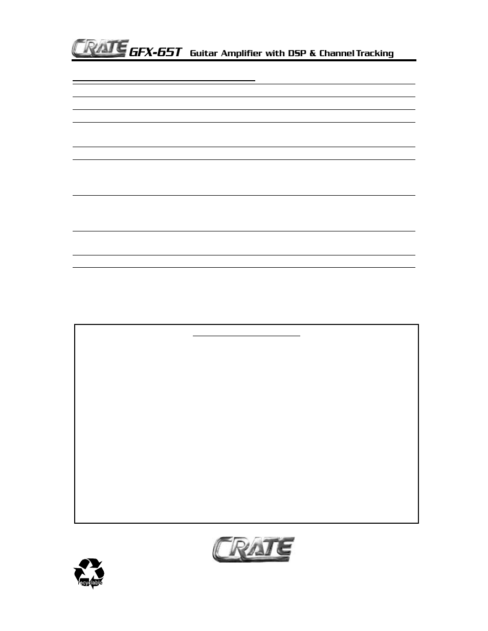 Gfx-65t | Crate Amplifiers GFX-65T User Manual | Page 8 / 8