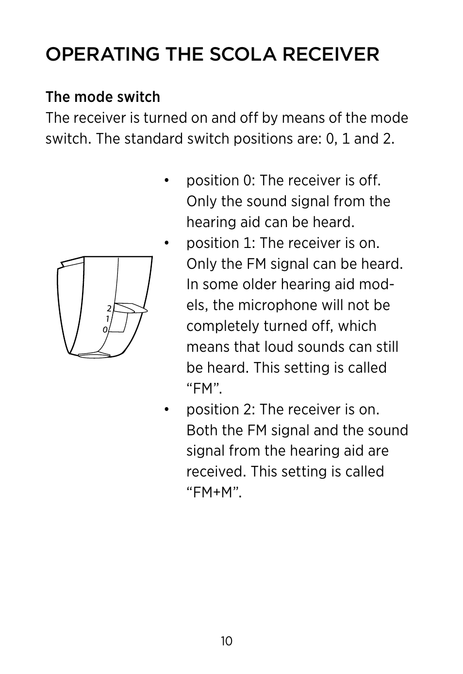 Operating the scola receiver | Widex SCOLA FLEX User Manual | Page 10 / 36