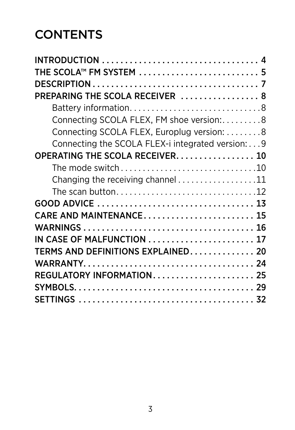 Widex SCOLA FLEX User Manual | Page 3 / 36