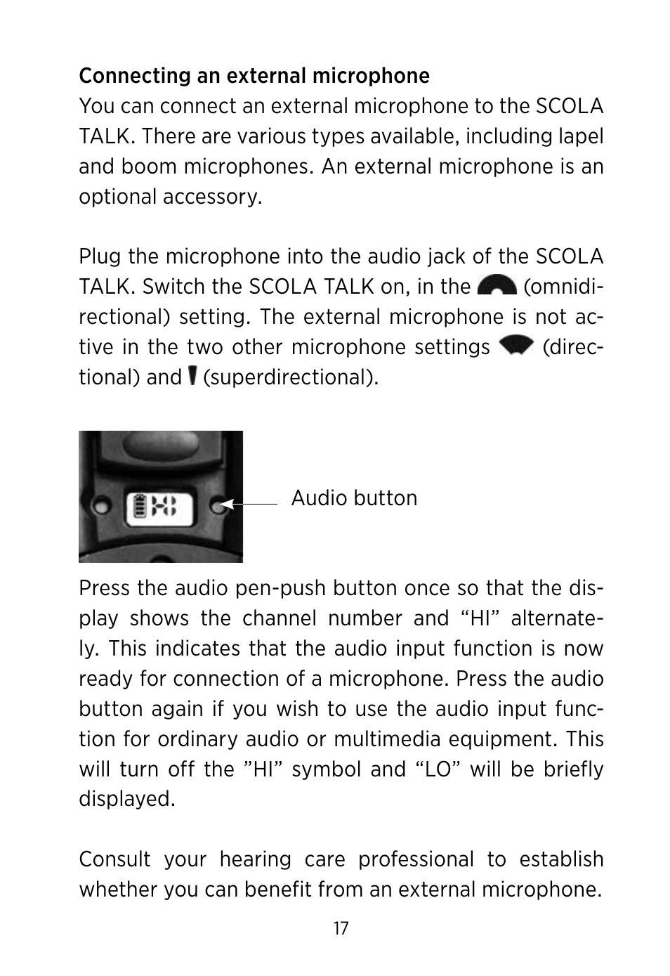 Widex SCOLA TALK User Manual | Page 17 / 40