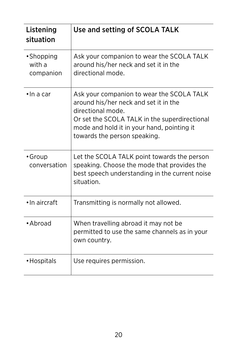 Widex SCOLA TALK User Manual | Page 20 / 40