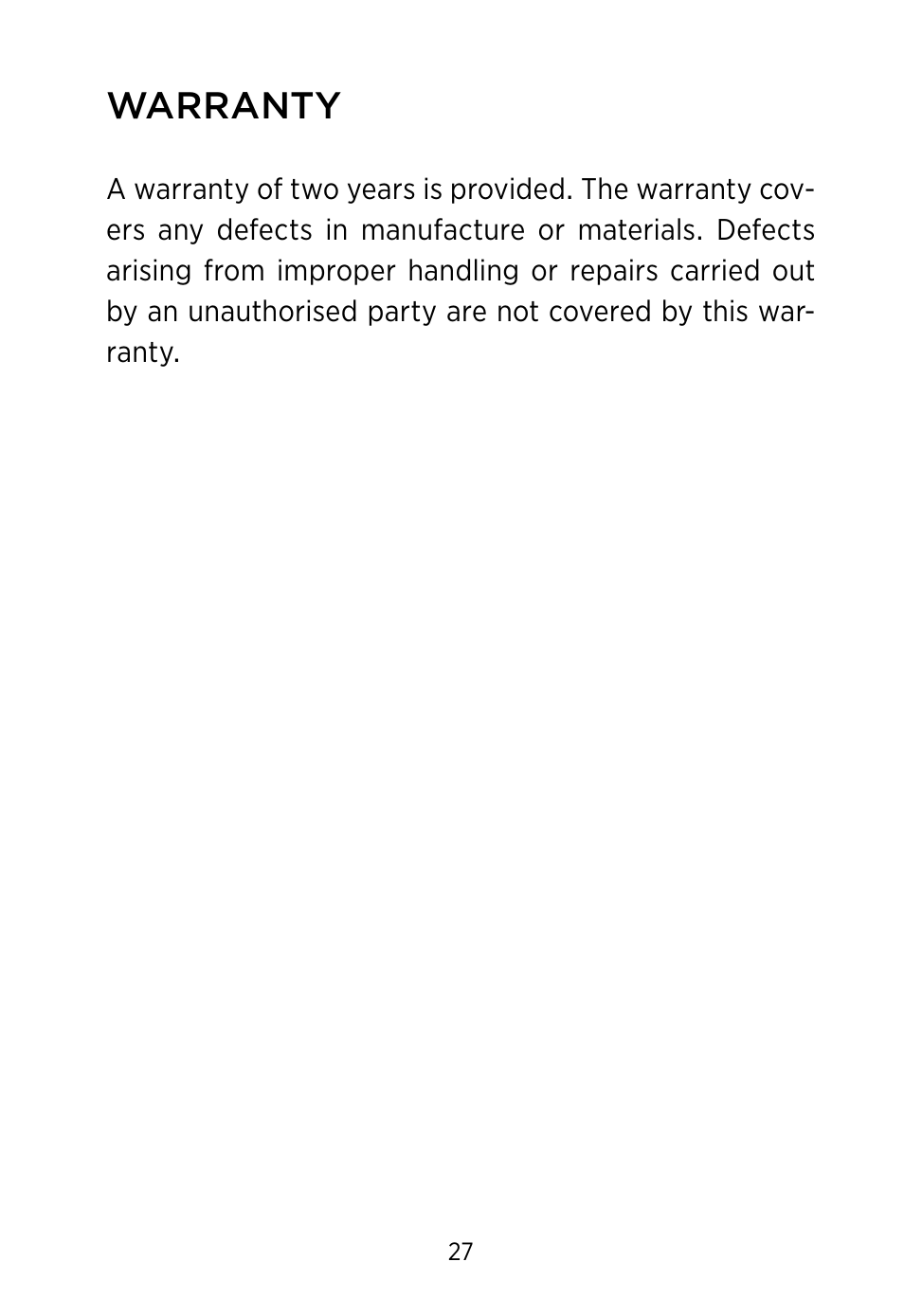 Warranty | Widex SCOLA TALK User Manual | Page 27 / 40