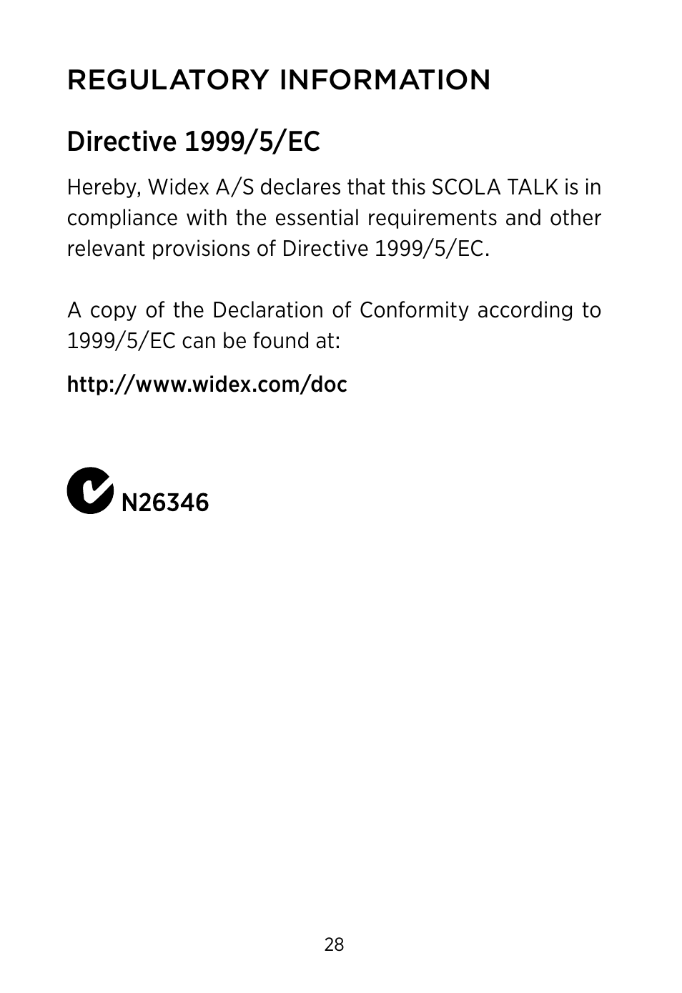 Widex SCOLA TALK User Manual | Page 28 / 40