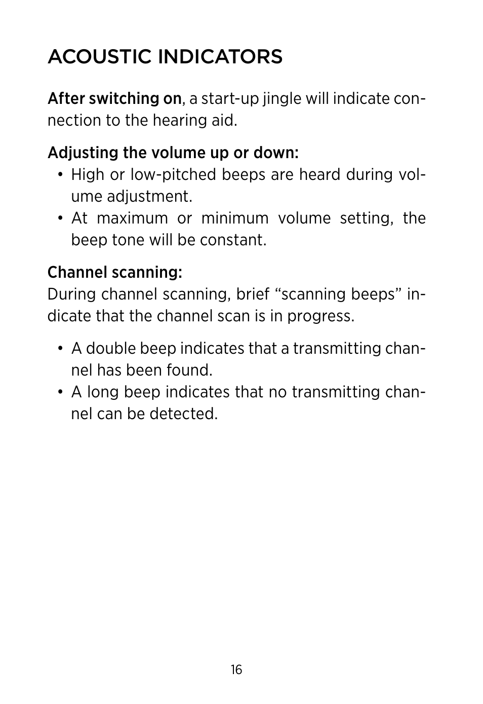 Acoustic indicators | Widex SCOLA Buddy User Manual | Page 16 / 48