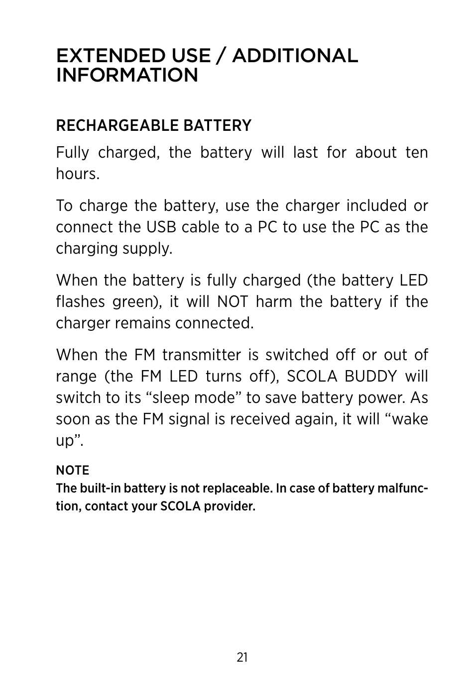 Extended use / additional information | Widex SCOLA Buddy User Manual | Page 21 / 48
