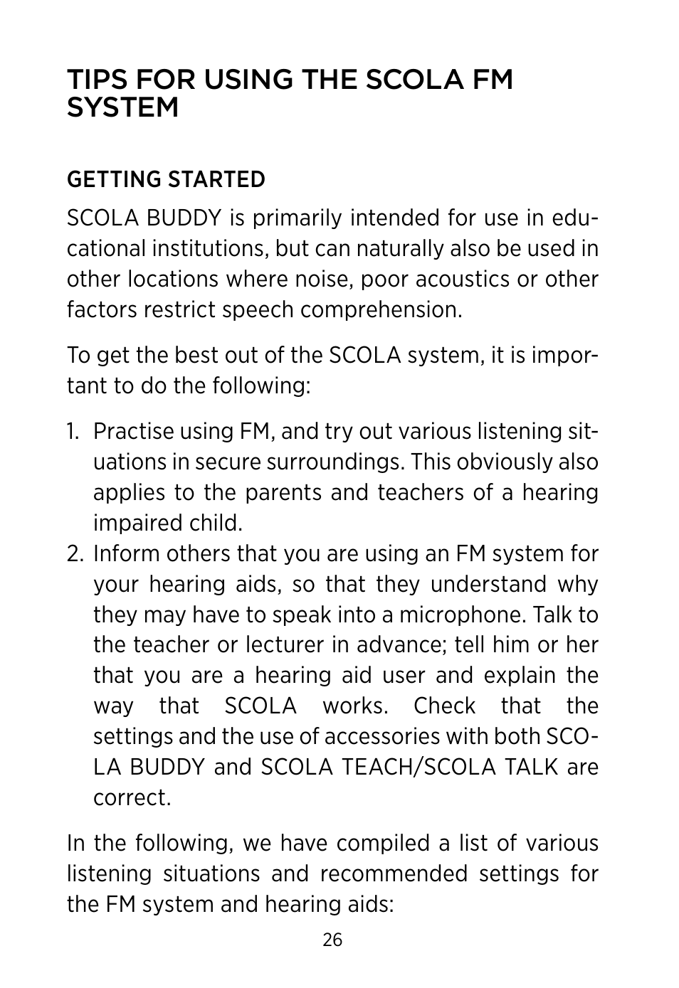 Tips for using the scola fm system | Widex SCOLA Buddy User Manual | Page 26 / 48