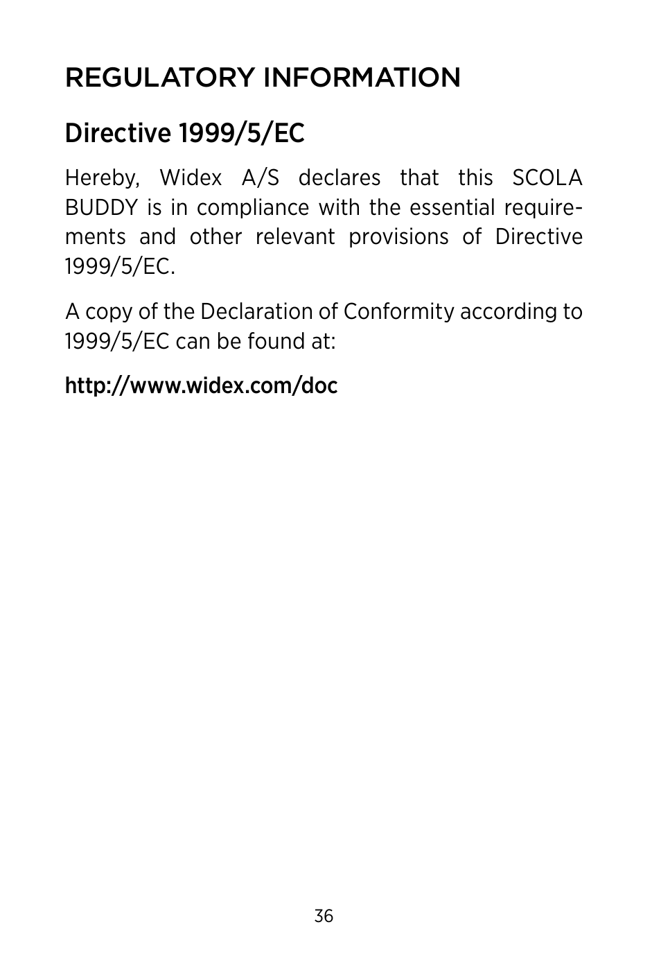 Widex SCOLA Buddy User Manual | Page 36 / 48