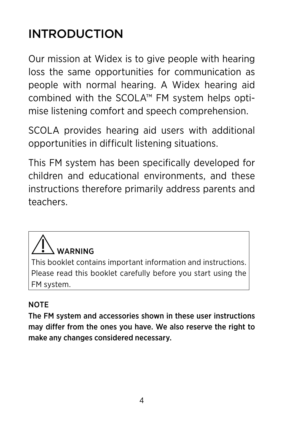 Introduction | Widex SCOLA Buddy User Manual | Page 4 / 48