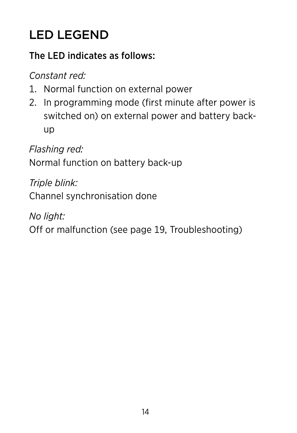 Led legend | Widex SCOLA Classmate User Manual | Page 14 / 32