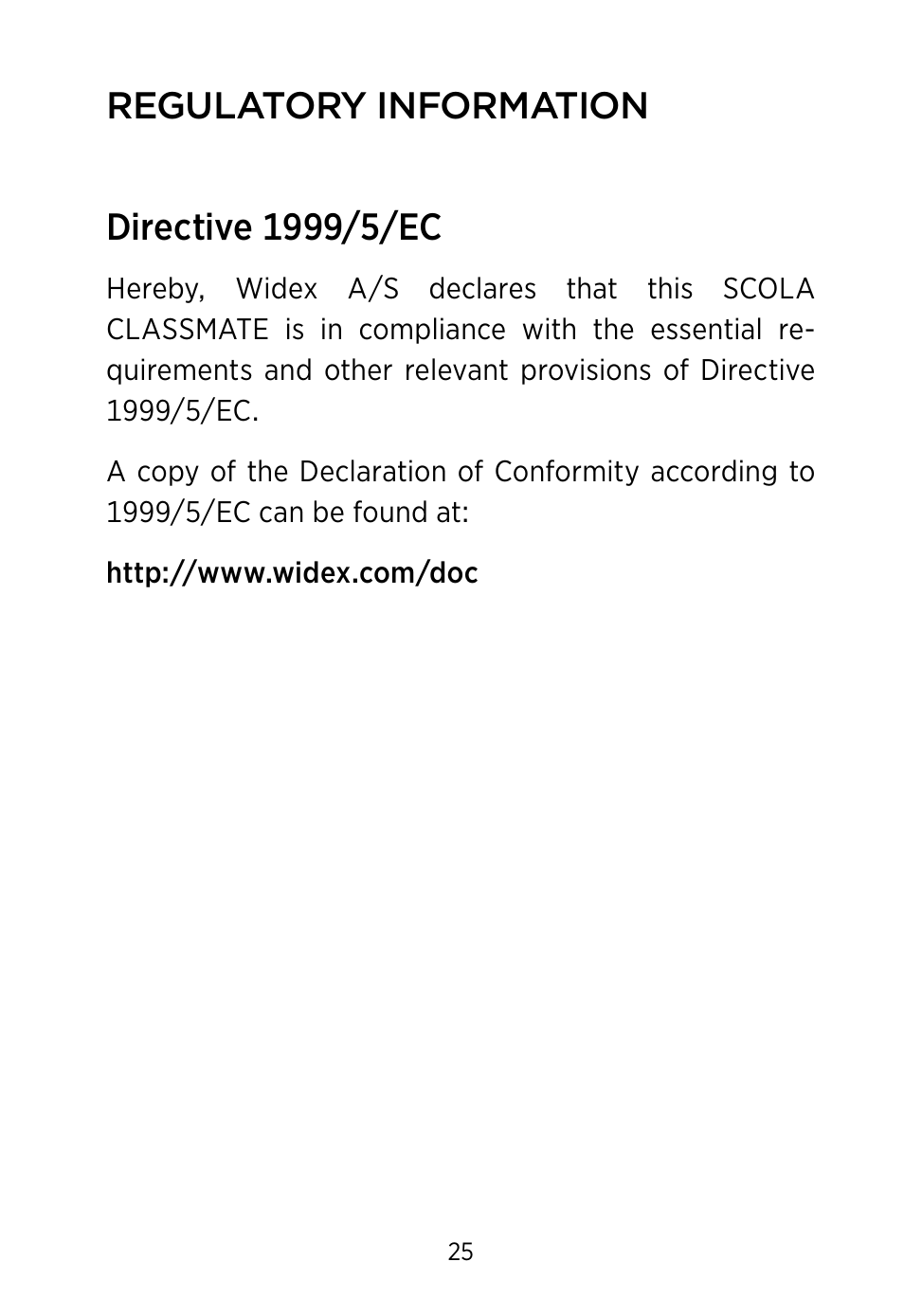 Widex SCOLA Classmate User Manual | Page 25 / 32