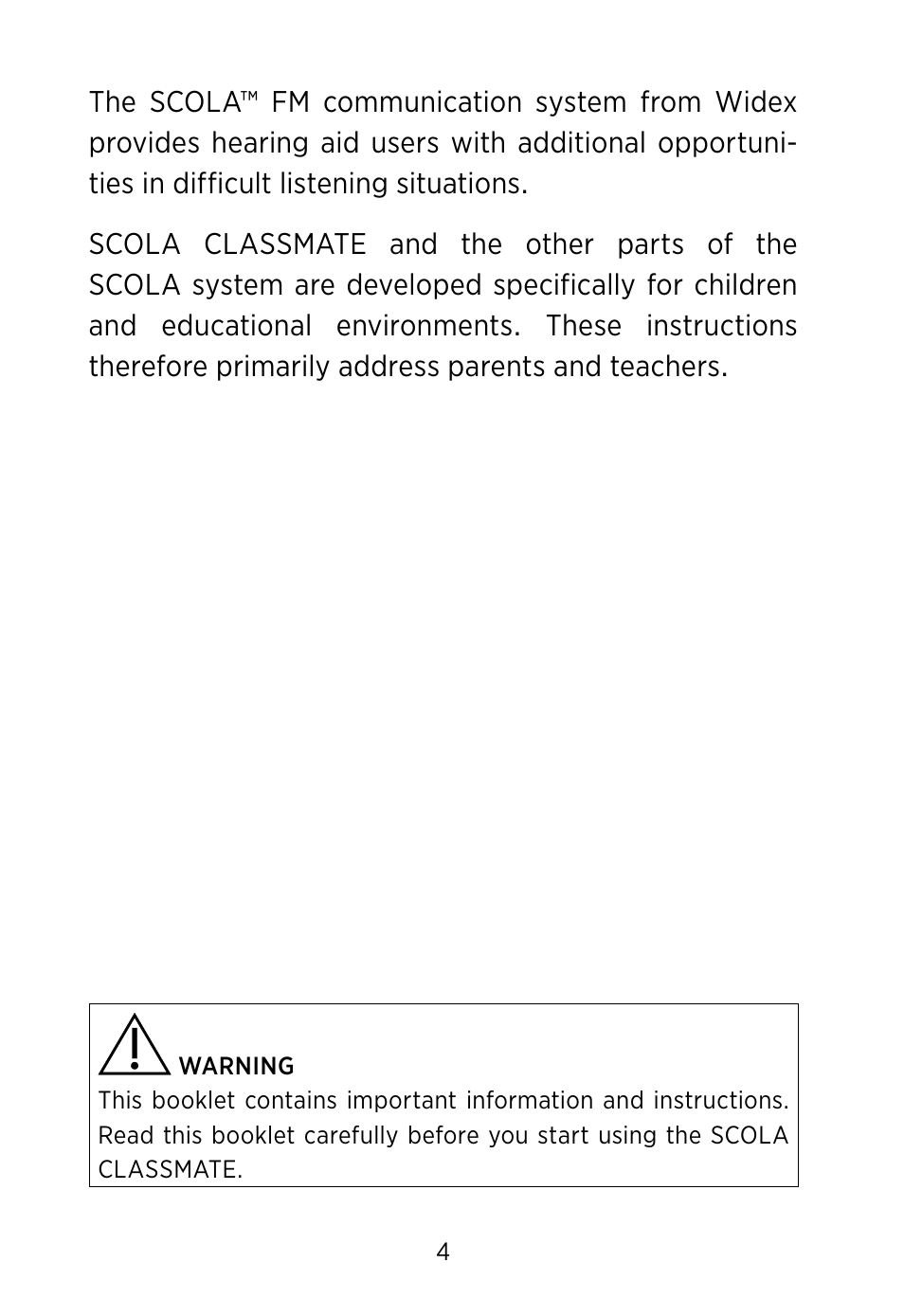 Widex SCOLA Classmate User Manual | Page 4 / 32