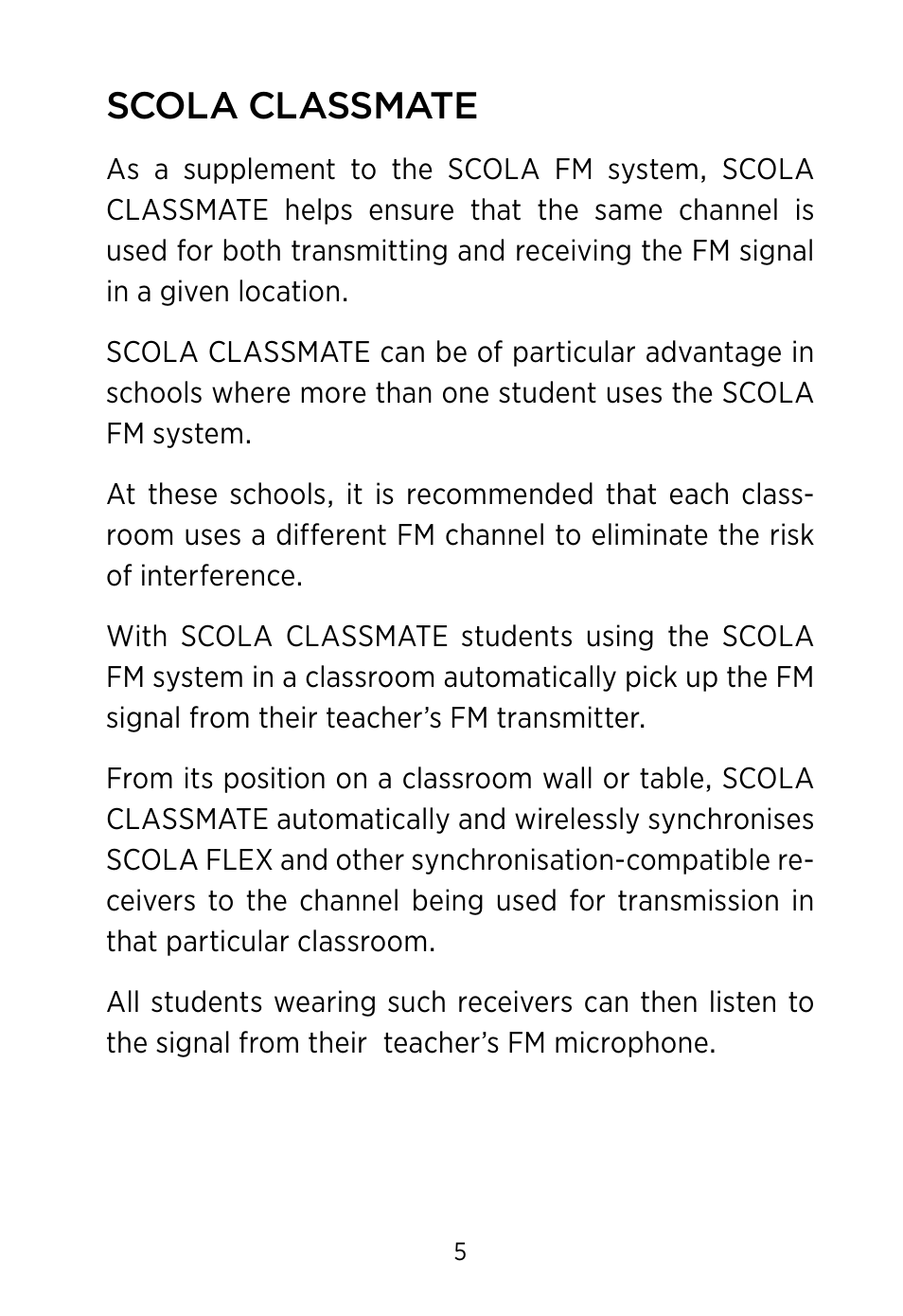 Scola classmate | Widex SCOLA Classmate User Manual | Page 5 / 32