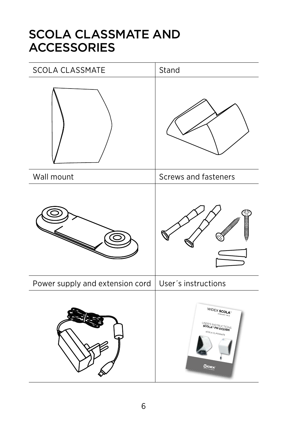 Scola classmate and accessories | Widex SCOLA Classmate User Manual | Page 6 / 32