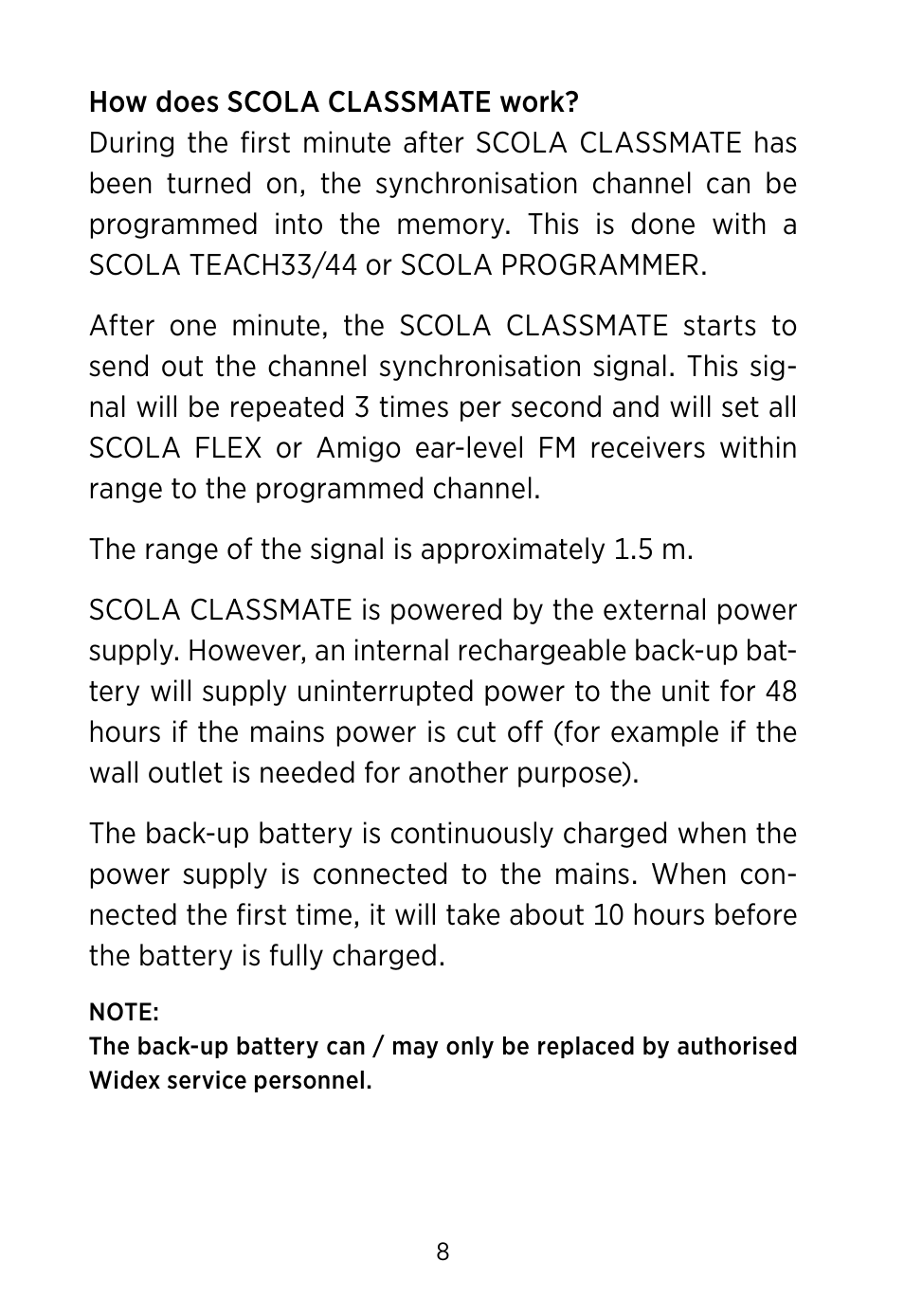 Widex SCOLA Classmate User Manual | Page 8 / 32