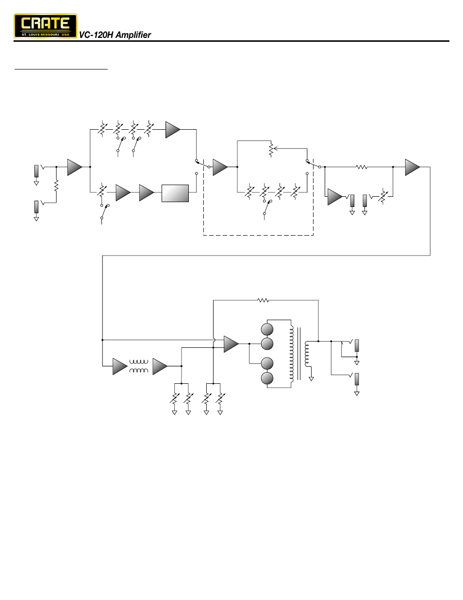 Vc-120h amplifier, System block diagram | Crate Amplifiers VC-120H User Manual | Page 7 / 8