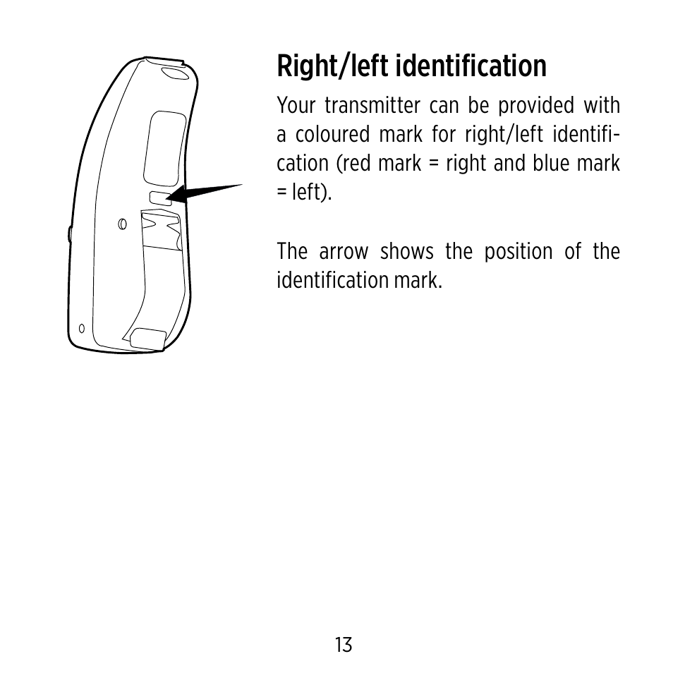 Right/left identification | Widex CROS-FS User Manual | Page 13 / 48