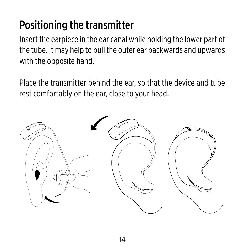 Positioning the transmitter | Widex CROS-FS User Manual | Page 14 / 48