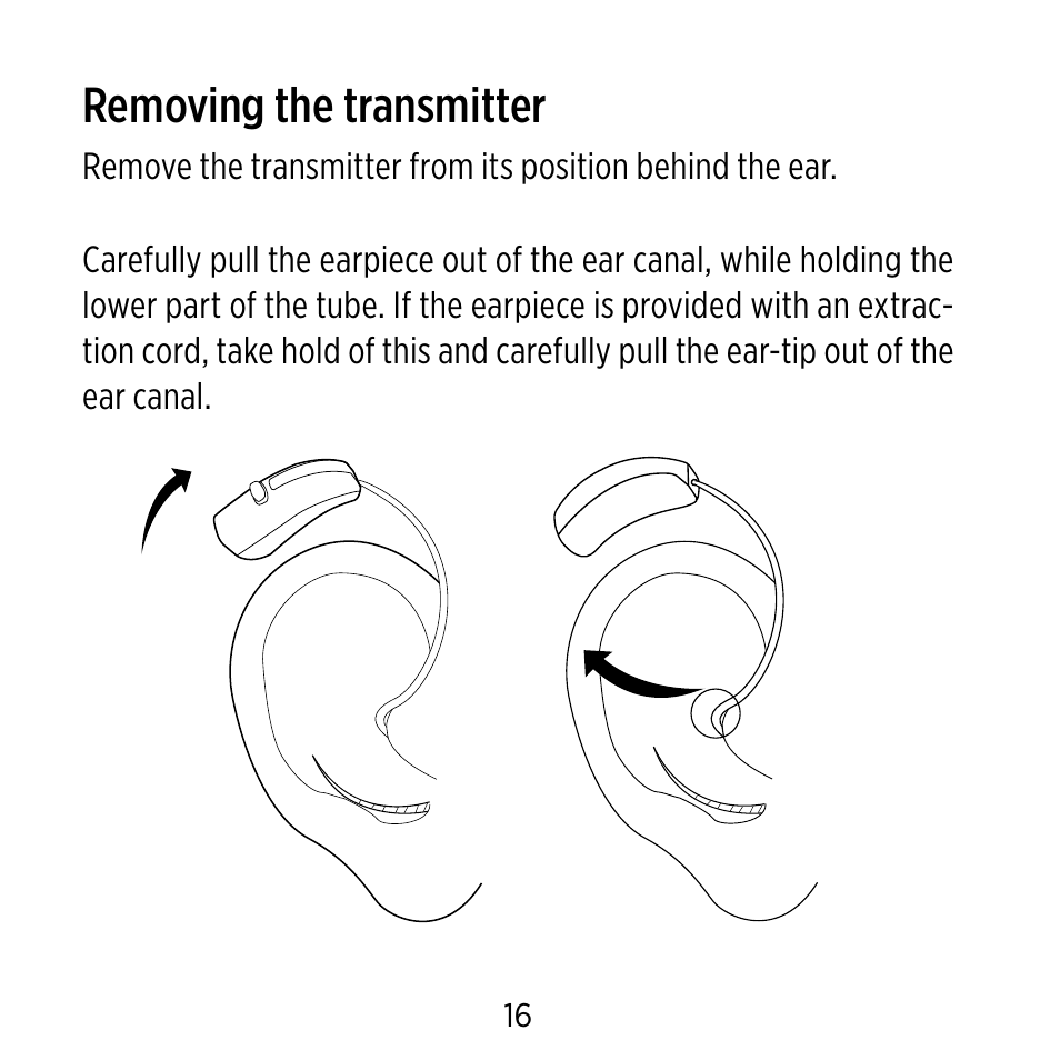 Removing the transmitter | Widex CROS-FS User Manual | Page 16 / 48