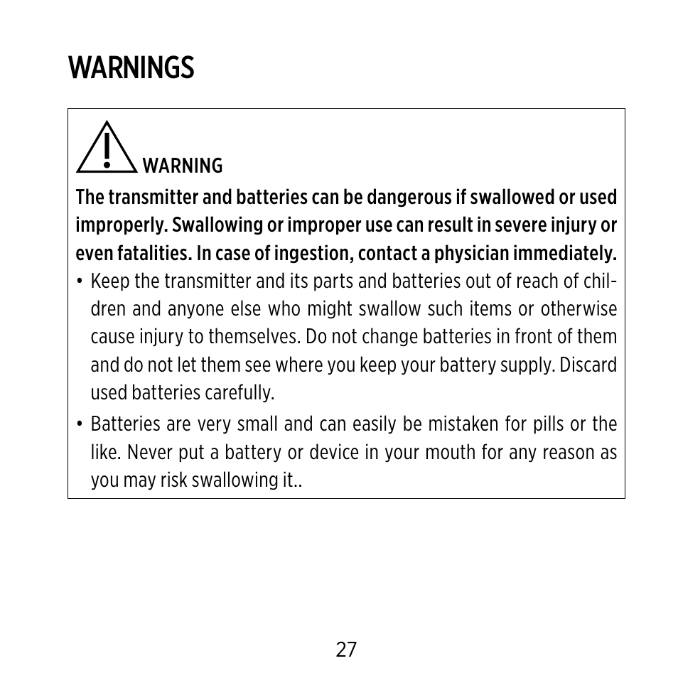 Warnings | Widex CROS-FS User Manual | Page 27 / 48