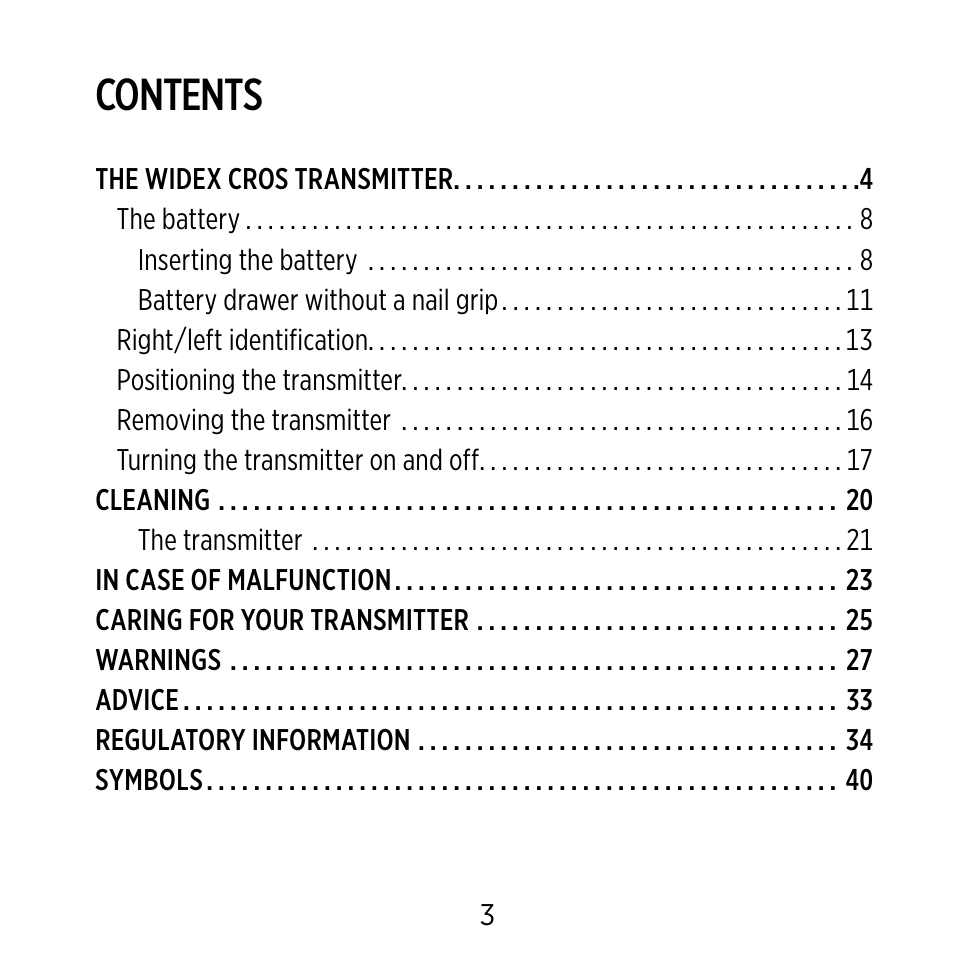 Widex CROS-FS User Manual | Page 3 / 48