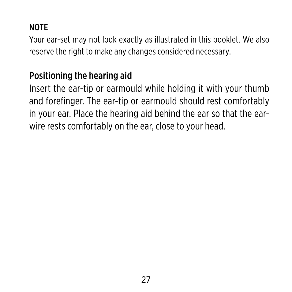 Widex Ear-sets for BTE User Manual | Page 27 / 84