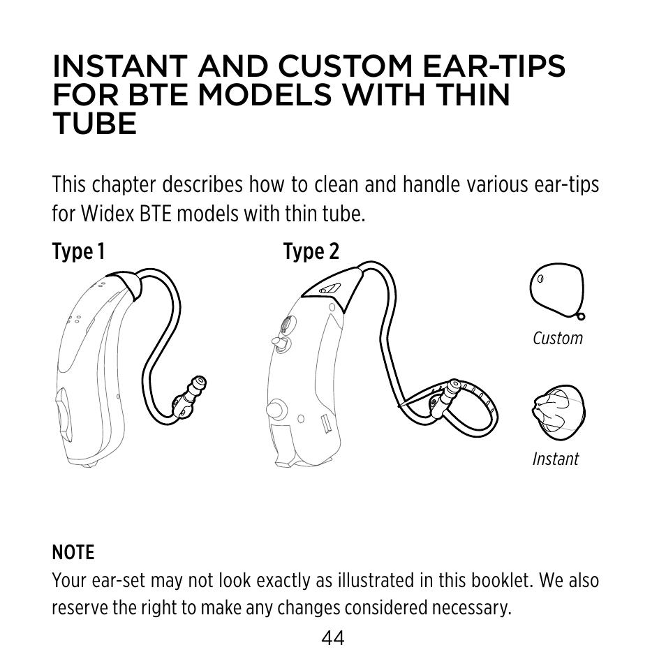 Widex Ear-sets for BTE User Manual | Page 44 / 84