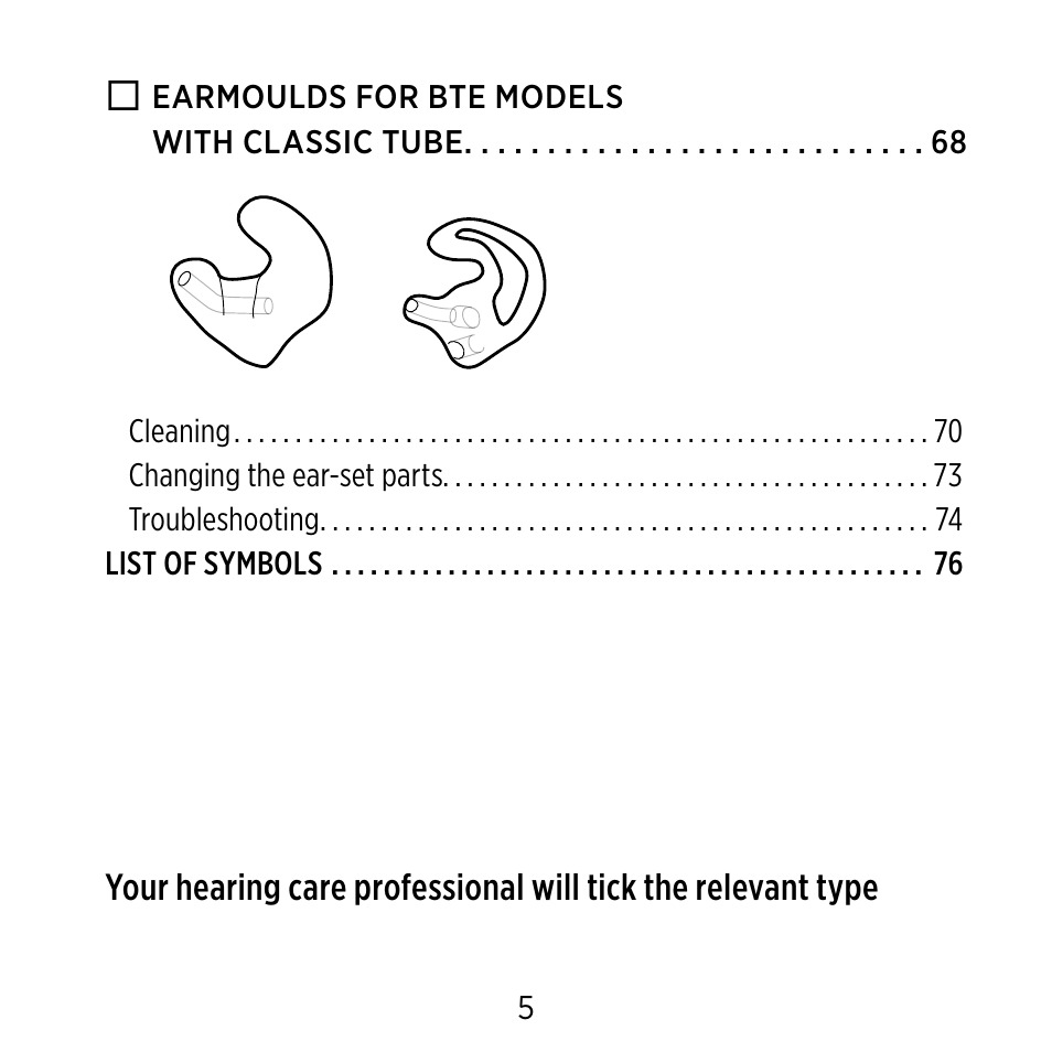 Widex Ear-sets for BTE User Manual | Page 5 / 84