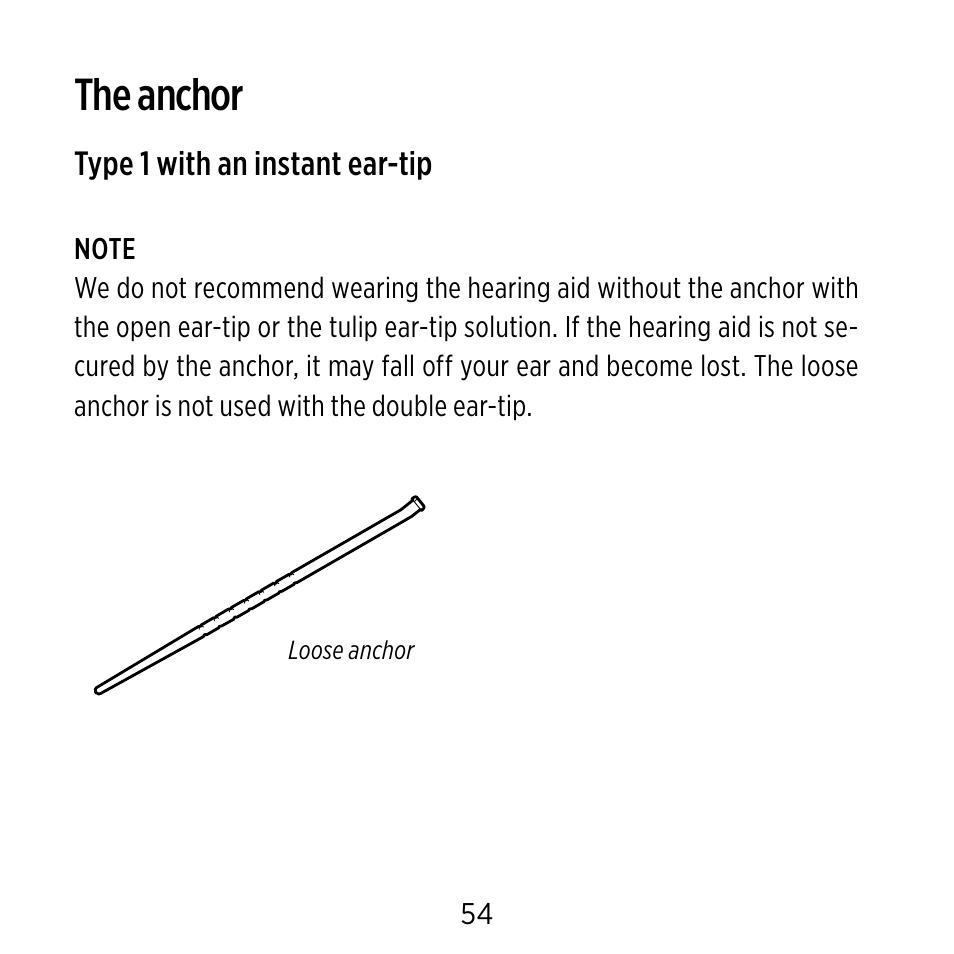 The anchor | Widex Ear-sets for BTE User Manual | Page 54 / 84