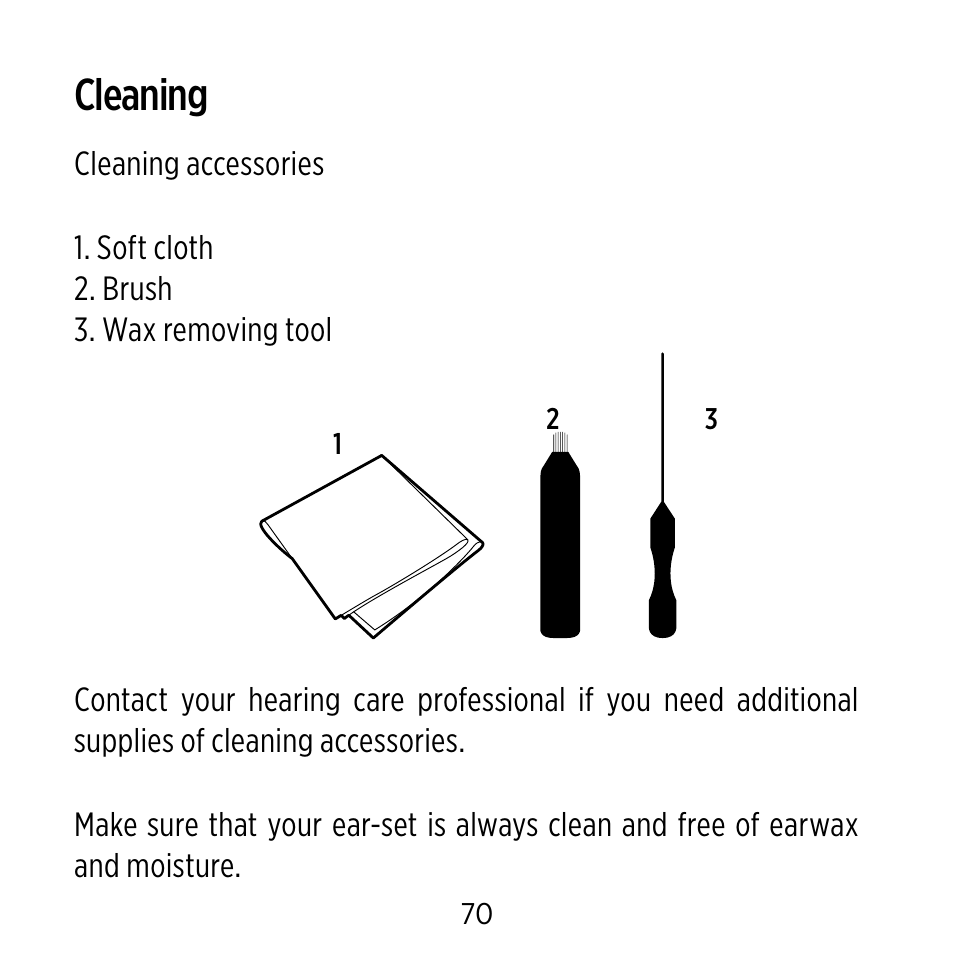 Cleaning | Widex Ear-sets for BTE User Manual | Page 70 / 84