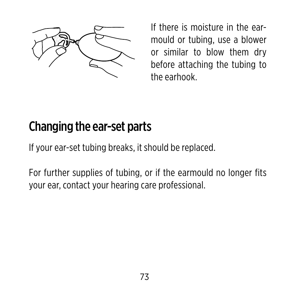Changing the ear-set parts | Widex Ear-sets for BTE User Manual | Page 73 / 84