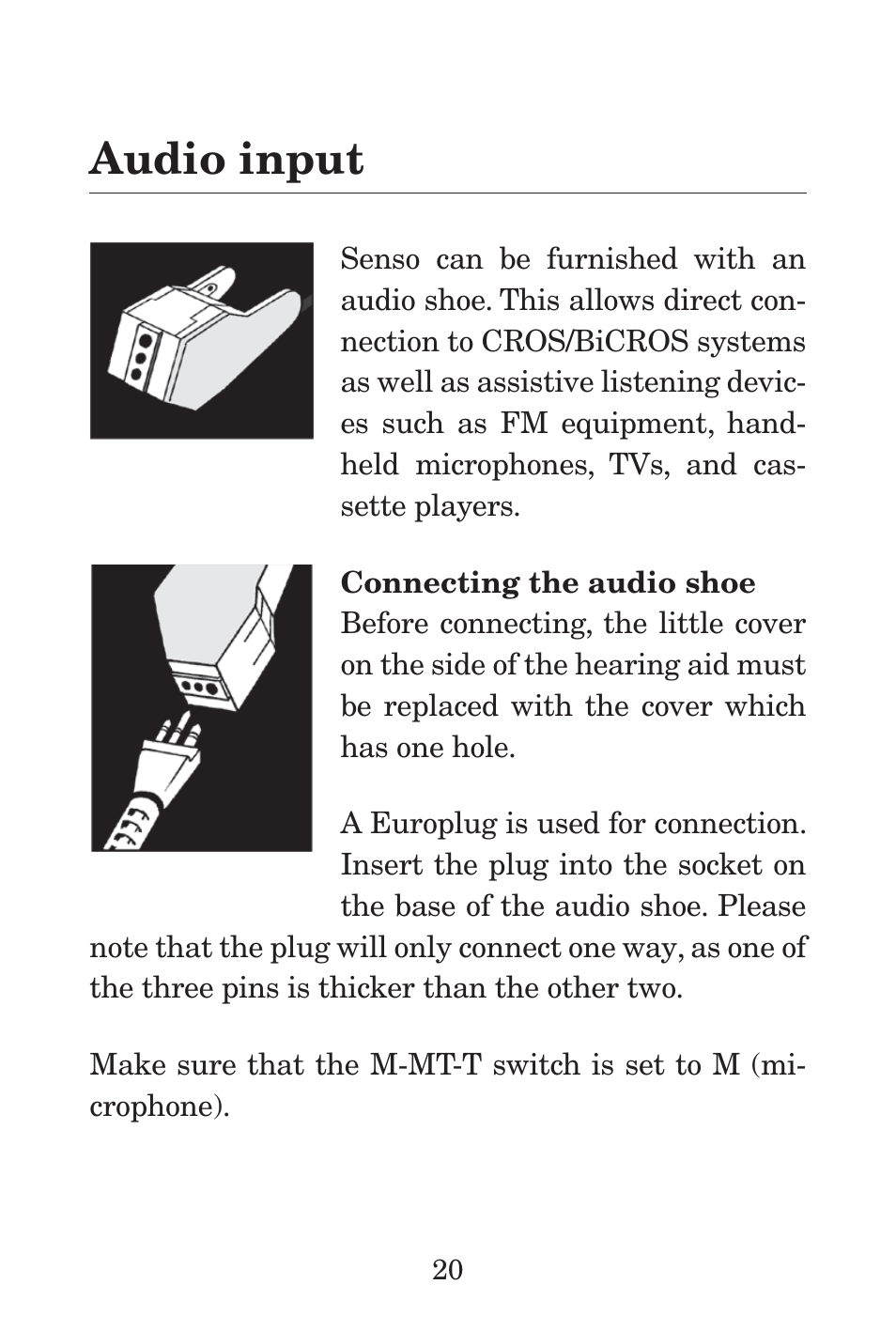 Audio input | Widex P38 User Manual | Page 20 / 32