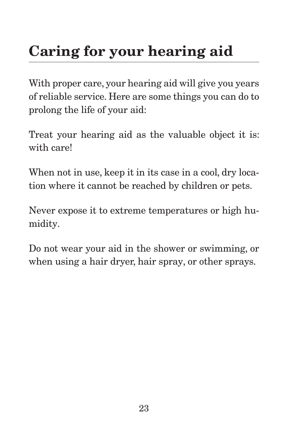 Caring for your hearing aid | Widex P38 User Manual | Page 23 / 32