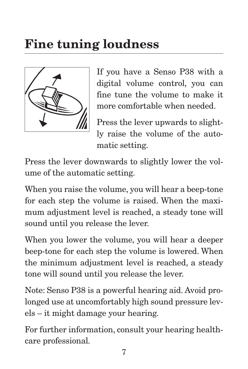 Fine tuning loudness | Widex P38 User Manual | Page 7 / 32