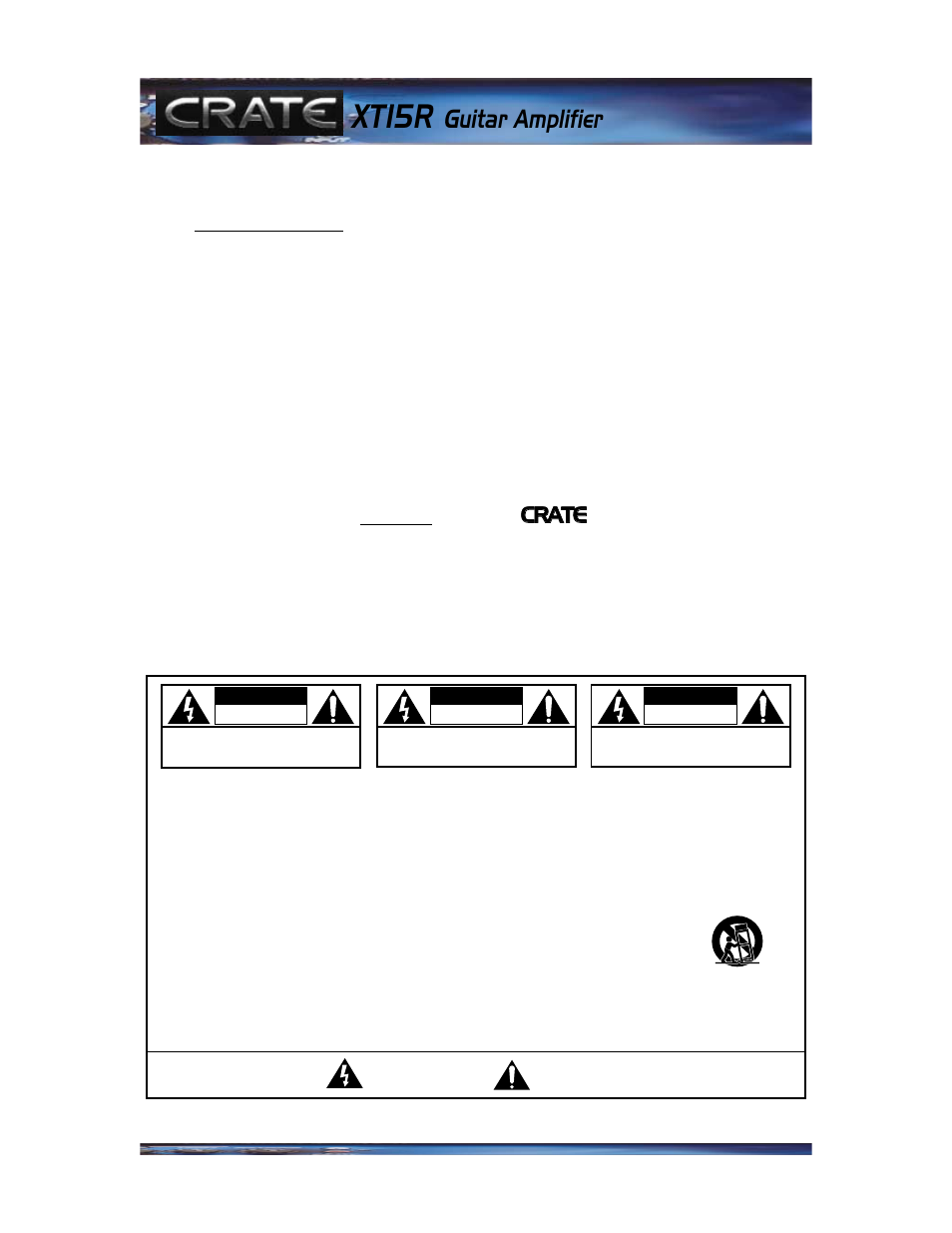 Xt15r, Guitar amplifier, Ccr ra at te e | Crate Amplifiers XT15R User Manual | Page 2 / 4