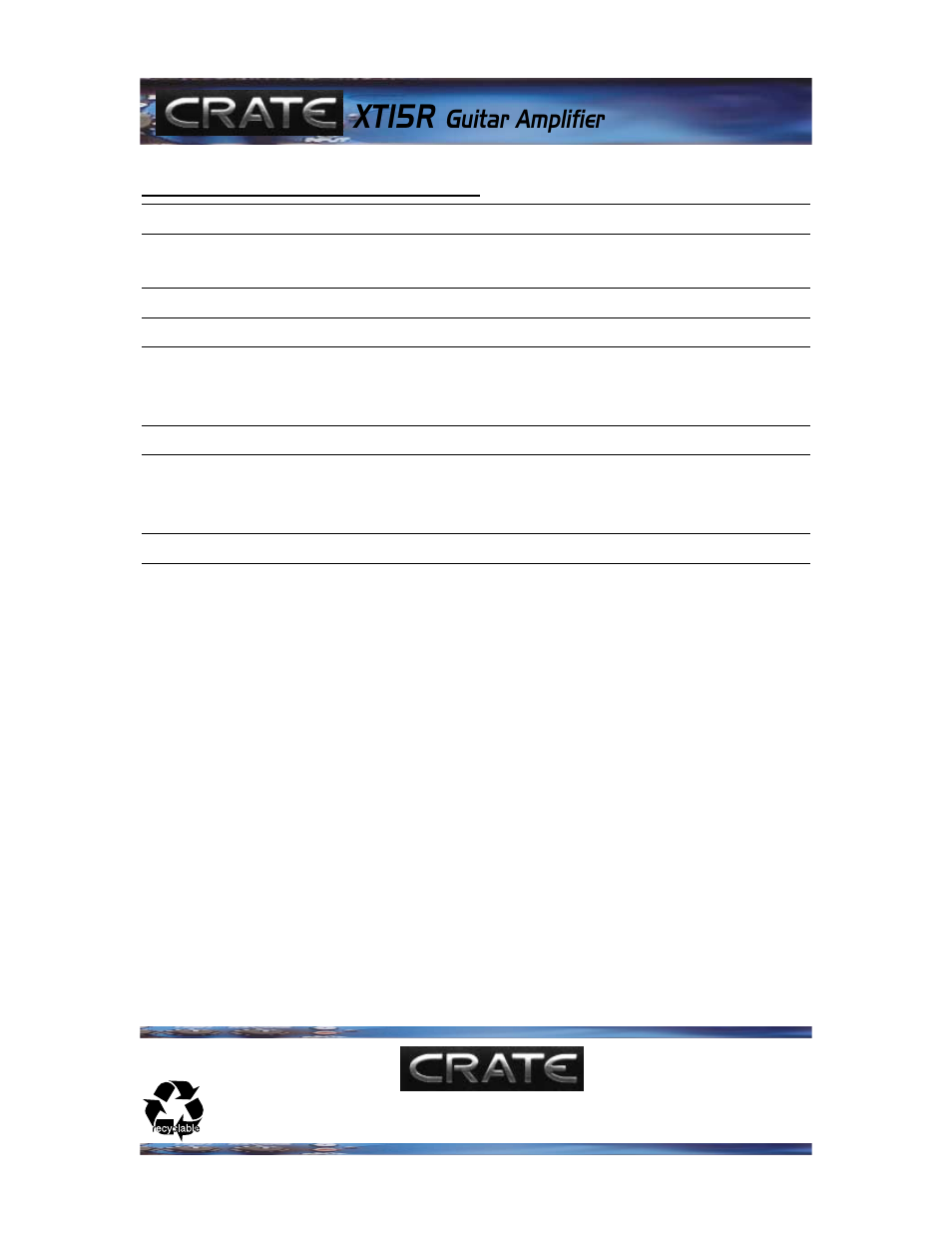 Xt15r, Guitar amplifier | Crate Amplifiers XT15R User Manual | Page 4 / 4
