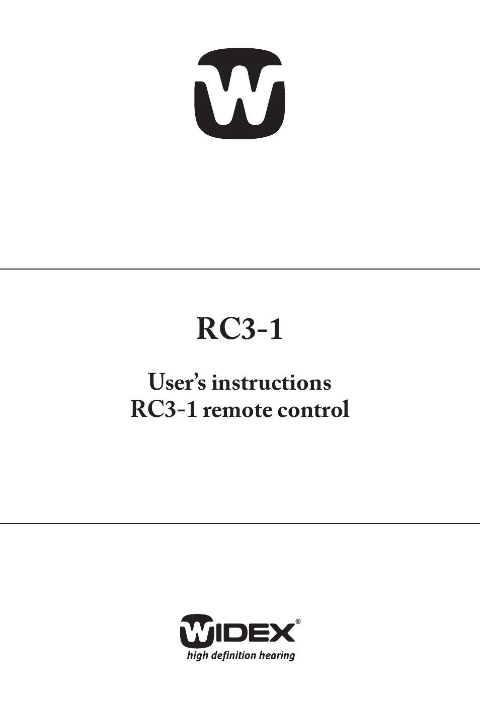 Widex RC3-1 User Manual | 32 pages