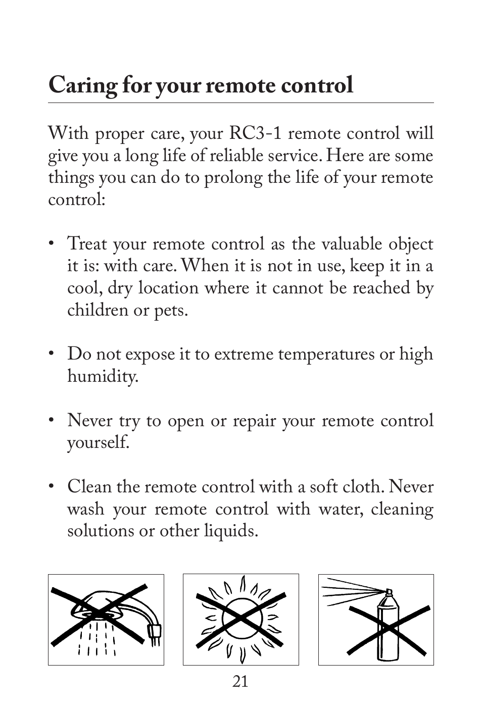 Caring for your remote control | Widex RC3-1 User Manual | Page 21 / 32