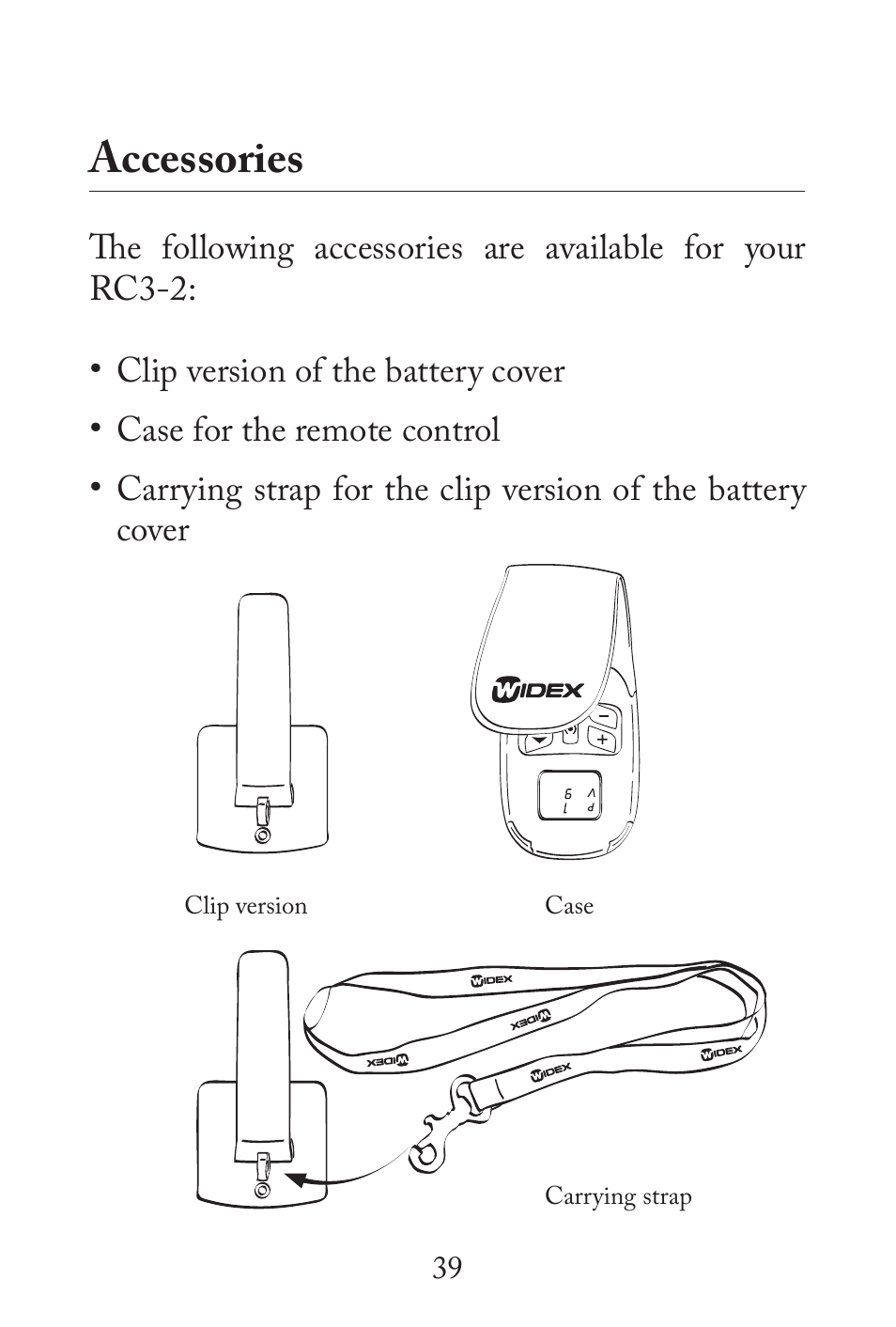 Accessories | Widex RC3-2 User Manual | Page 39 / 44