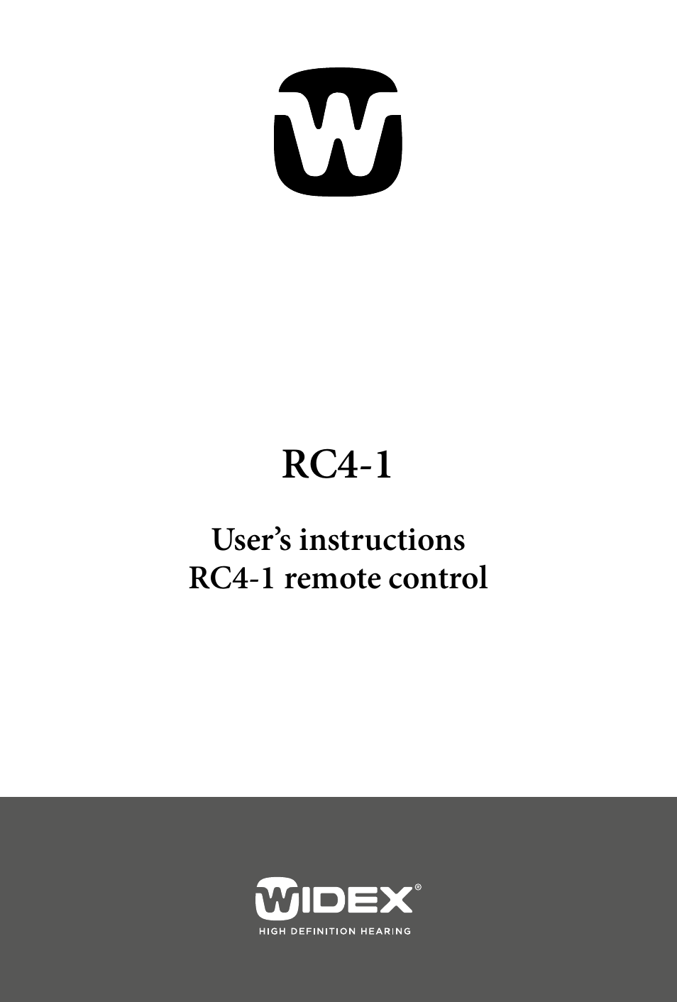 Widex RC4-1 User Manual | 36 pages