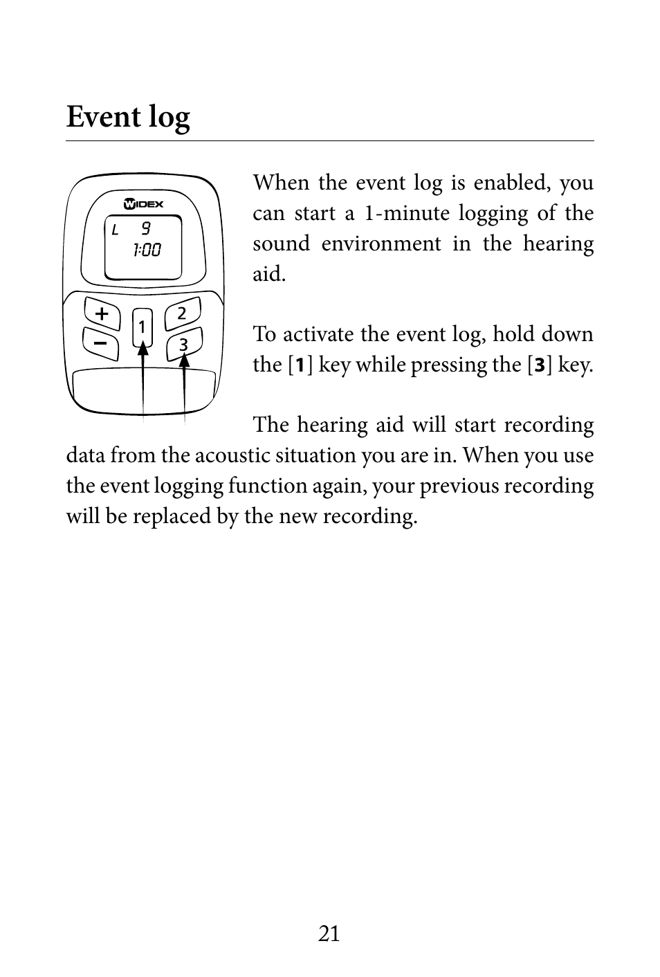 Event log | Widex RC4-1 User Manual | Page 21 / 36