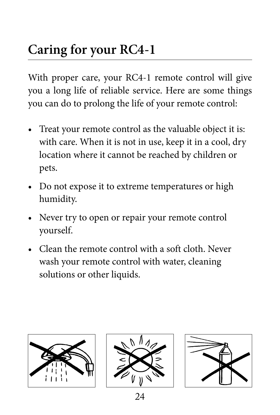 Caring for your rc4-1 | Widex RC4-1 User Manual | Page 24 / 36