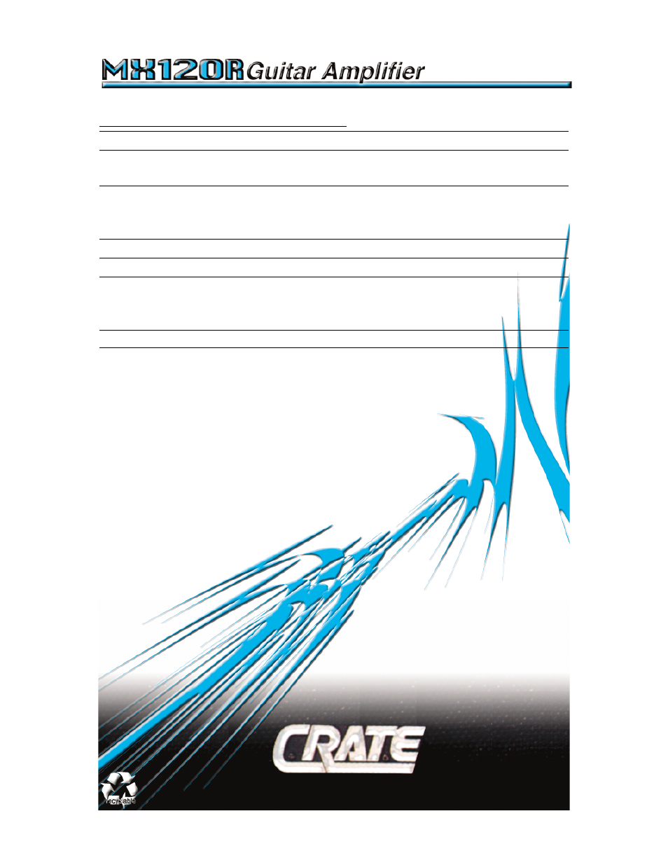 Crate Amplifiers MX120R User Manual | Page 8 / 8